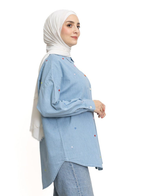 Heart - Ice E - Over Size Denim Shirt - Khotwh